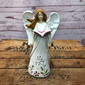 Holly Dress Angel Figurine Flower Bouquet