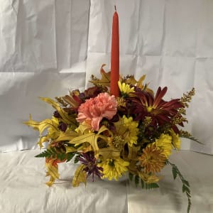 Single Candle Centerpiece Flower Bouquet