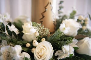 Frosty Glow Candle Centerpiece Flower Bouquet