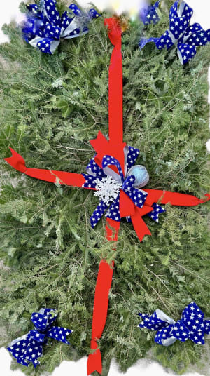 Stars and Stripes Memorial Grave Blanket Flower Bouquet