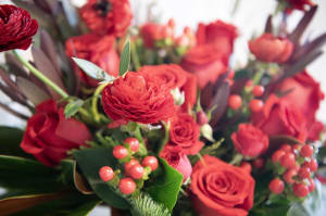 Merry Crimson Blossoms Flower Bouquet