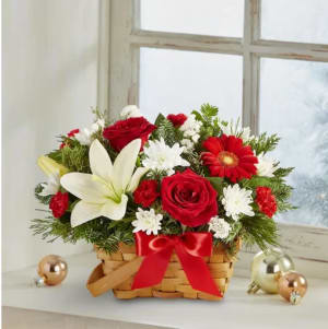 Fields of Europe Christmas Basket Flower Bouquet