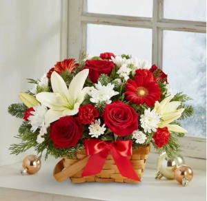 Fields of Europe Christmas Basket Flower Bouquet