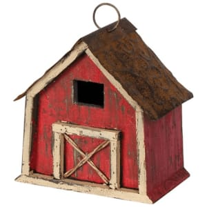 Rustic Red Barn Birdhouse Flower Bouquet