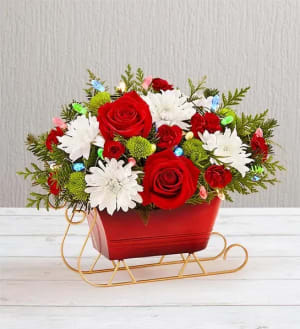 Dashing Through the Snow Sleigh Flower Bouquet