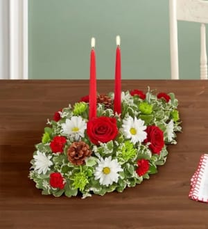 Season's Greetings Centerpiece Flower Bouquet