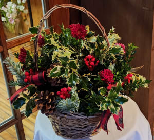 Holly Berry Basket Flower Bouquet