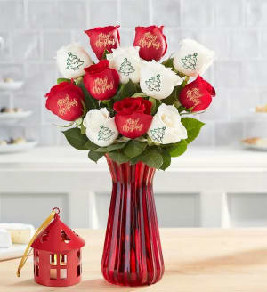 Conversation Roses Merry Christmas Flower Bouquet