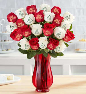 Conversation Roses Merry Christmas Flower Bouquet