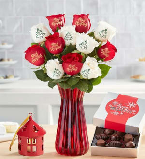 Conversation Roses Merry Christmas Flower Bouquet