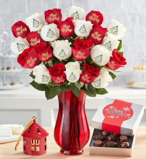 Conversation Roses Merry Christmas Flower Bouquet