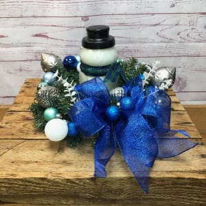 Festively Frosty Silk (Artificial) Candle Wreath Flower Bouquet