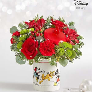 Disney Mickey Mouse & Friends Holiday Cookie Jar Flower Bouquet