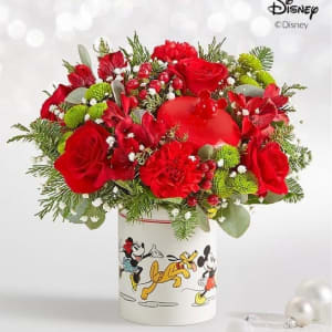 Disney Mickey Mouse & Friends Holiday Cookie Jar Flower Bouquet