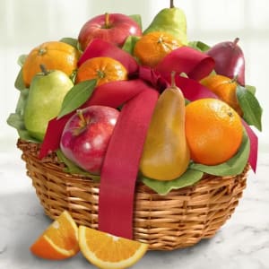 Harvest Comforts Fresh Fruit Gift Basket Flower Bouquet