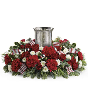 Teleflora's Holly Jolly Centerpiece Flower Bouquet