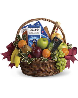 Fruits and Sweets Christmas Basket Flower Bouquet