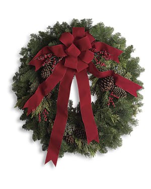 Classic Holiday Wreath Flower Bouquet