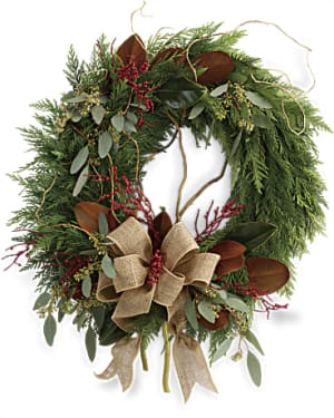 Rustic Holiday Wreath Flower Bouquet