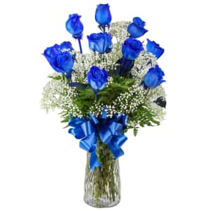 1 Doz Blue Roses Flower Bouquet