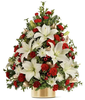 Golden Elegance Christmas Tree Flower Bouquet