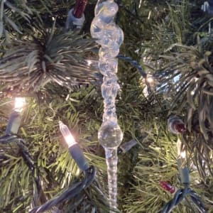 Glass Icicle Ornament- Frosted Flower Bouquet