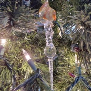 Glass Icicle Ornament- Amber- LAST ONE! Flower Bouquet