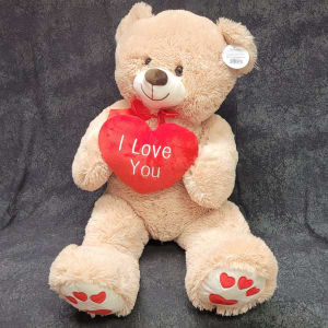 GAPV434BG - I Love You Bear Beige Flower Bouquet