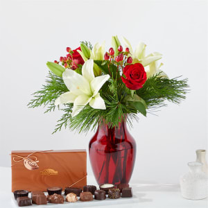 Evergreen Delight Bouquet and Chocolate Gift Set Flower Bouquet