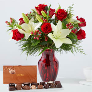 Evergreen Delight Bouquet and Chocolate Gift Set Flower Bouquet