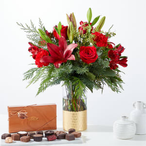 Tidings of Joy Bouquet and Chocolate Gift Set Flower Bouquet