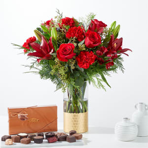 Tidings of Joy Bouquet and Chocolate Gift Set Flower Bouquet