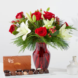 Evergreen Delight Bouquet and Chocolate Gift Set Flower Bouquet