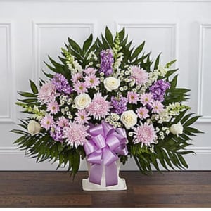 LAVENDER & WHITE FLOOR BASKET Flower Bouquet