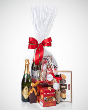 It’s the Holidays Wine Gift Basket Flower Bouquet