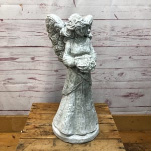 Stone Angel Planter Flower Bouquet