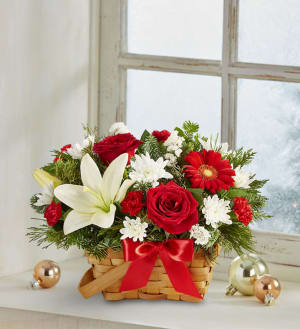 Fields Of Europe Christmas Basket Flower Bouquet