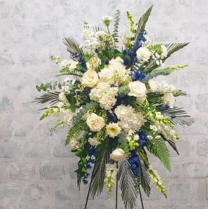 Gentle Rain Remembrance Easel Spray Flower Bouquet