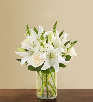 Classic All White Arrangement for Sympathy Flower Bouquet