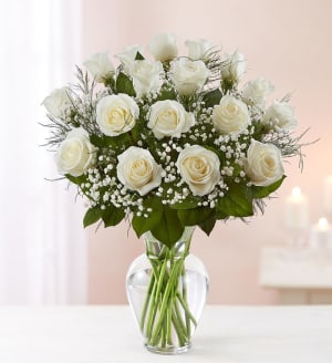 Rose Elegance Premium Long Stem White Roses Flower Bouquet