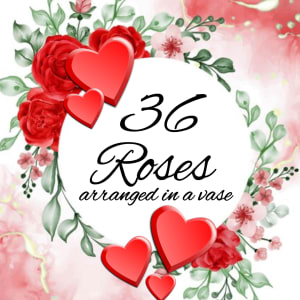 36 Roses arranged in a Vase Flower Bouquet