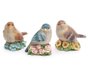 Resin Bird Figurines Flower Bouquet