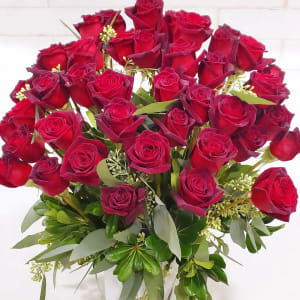 Four-dozen Red Roses Vased Flower Bouquet