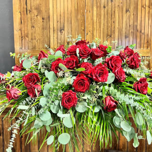 Red Tribute Casket Spray Flower Bouquet