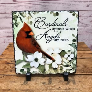 Cardinals Appear Memorial Slate Flower Bouquet