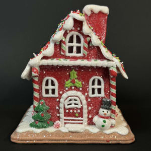 LIGHTED GINGERBREAD HOUSE 7.5" Flower Bouquet