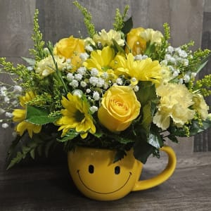 Bright Smile Keepsake Mug Flower Bouquet