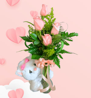 Purrfect Pair Budvase Flower Bouquet