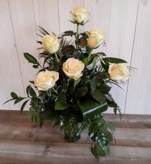 Half Dozen White Rose Flower Bouquet