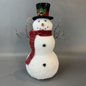 Snowman with Red Scarf 14" H Flower Bouquet